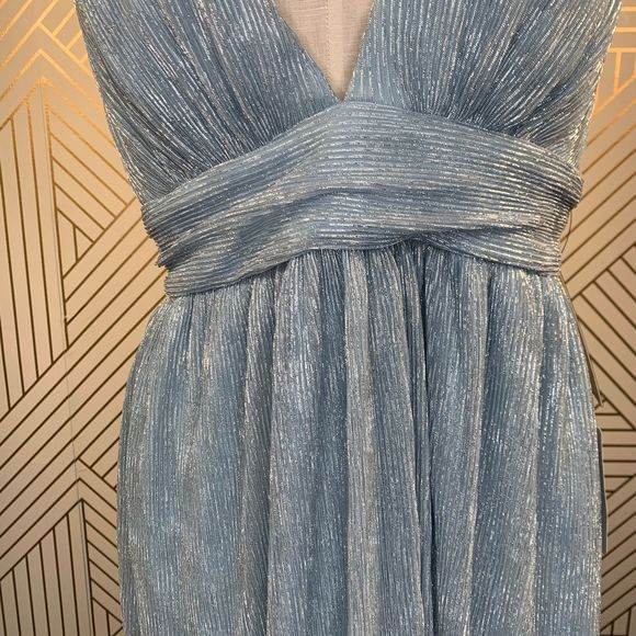 Lulu's Metallic Stripe Twist Back Cocktail Dress - Picture 4 of 12